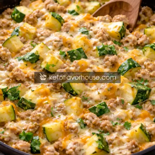 Keto Turkey Zucchini Cheesy Skillet