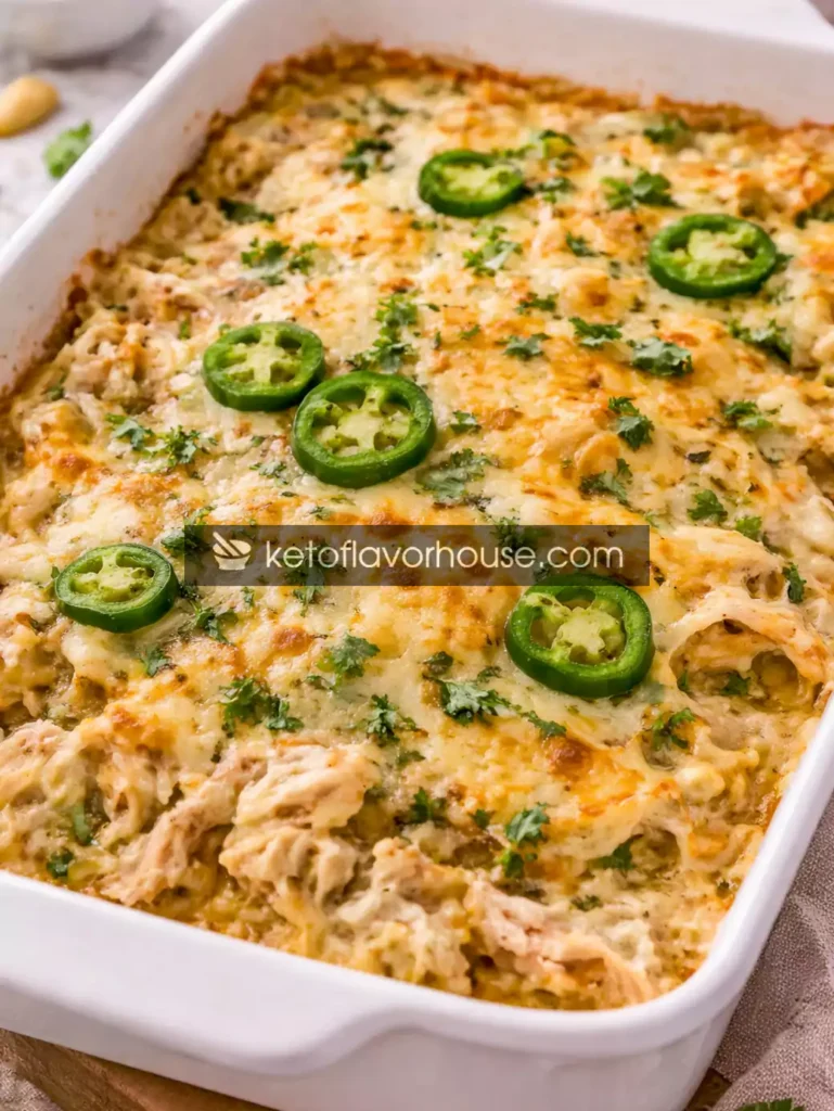Keto White Chicken Chili Bake
