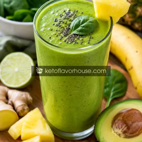 Creamy anti-inflammatory avocado pineapple green smoothie