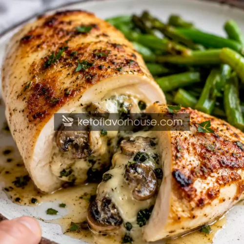 Anti-Inflammatory Cheesy Garlic Mushroom Stuffed Chicken Breast
