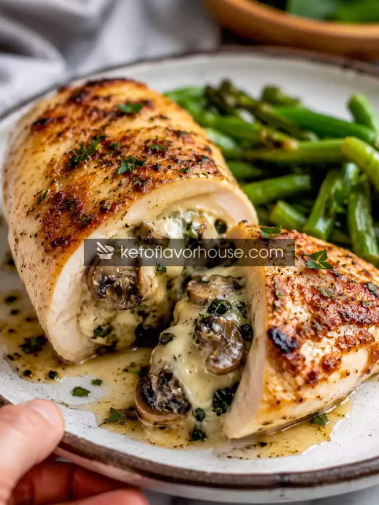 Anti-Inflammatory Cheesy Garlic Mushroom Stuffed Chicken Breast