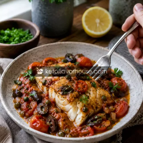 Anti-Inflammatory Mediterranean Cod with Tomatoes, Olives & Capers