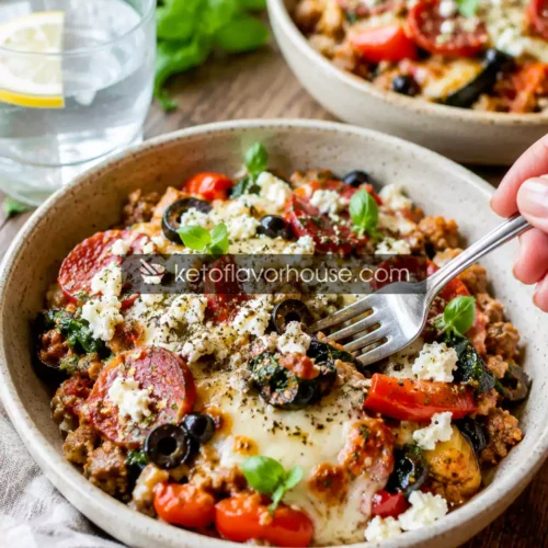 Anti-Inflammatory Mediterranean Low-Carb Crustless Pizza Bowl Recipe