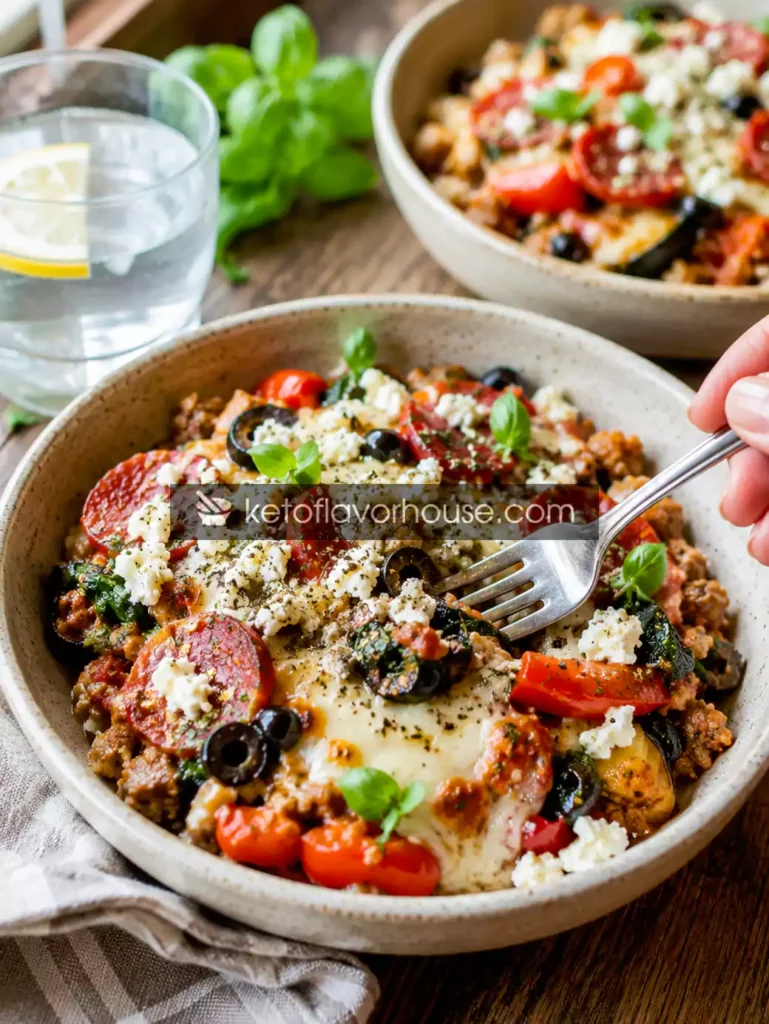 Anti-Inflammatory Mediterranean Low-Carb Crustless Pizza Bowl Recipe