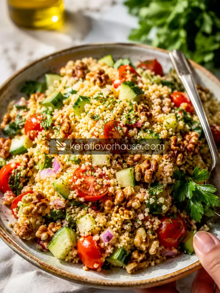 Anti-Inflammatory Whole Grain Couscous Salad with Walnuts & Fresh Herbs