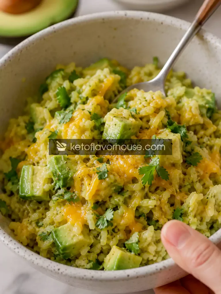Cheesy Keto Avocado Cauliflower Rice Bowl