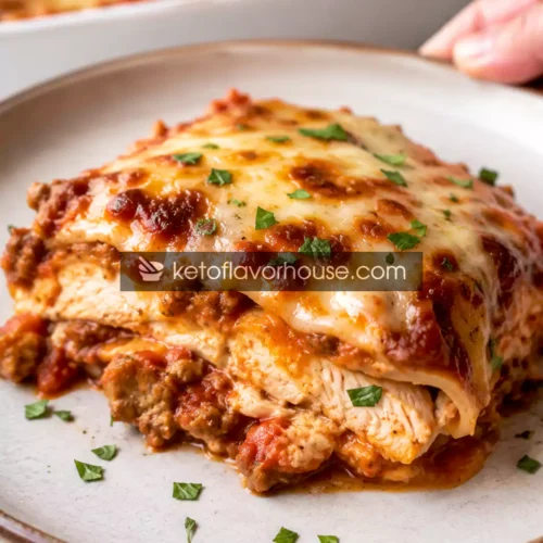 Cheesy Keto Chicken Lasagna Bake