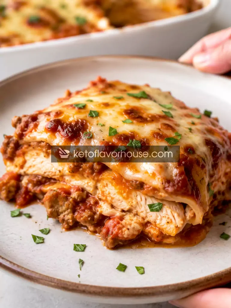 Cheesy Keto Chicken Lasagna Bake