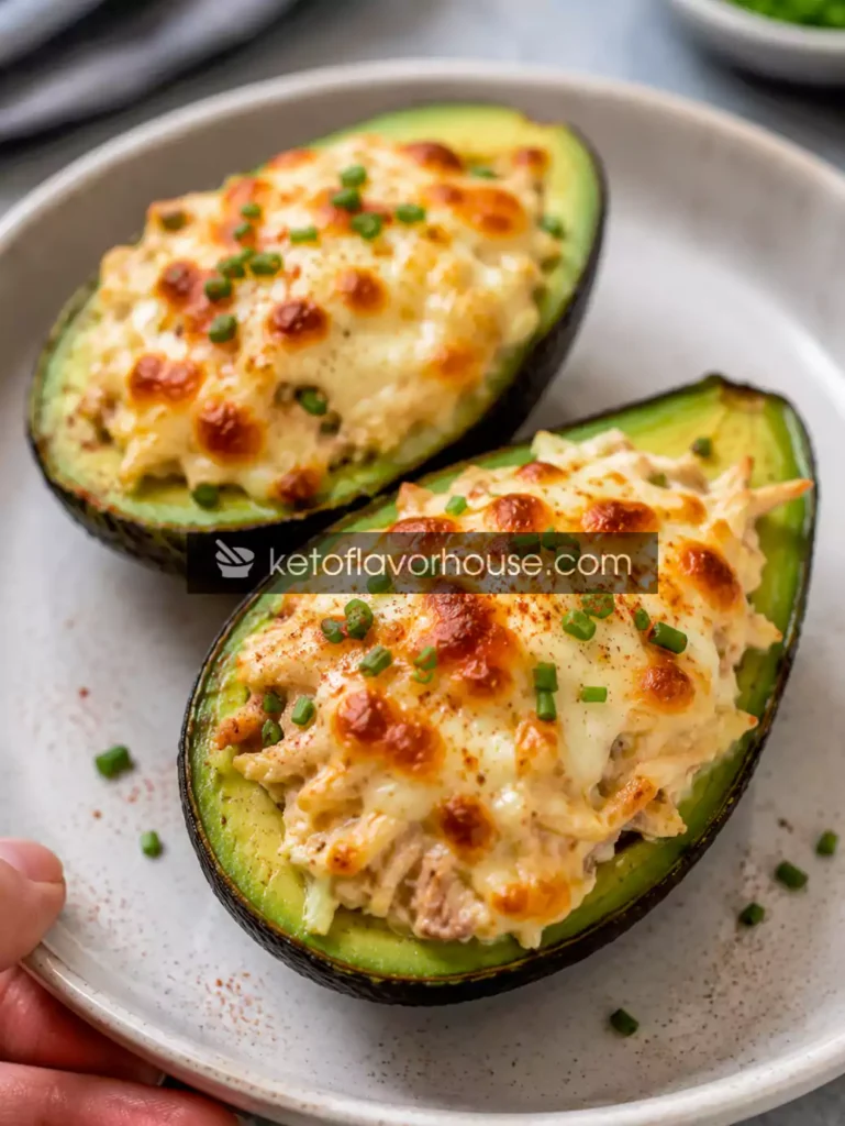 Easy Bariatric Cheesy Chicken Avocado Boats