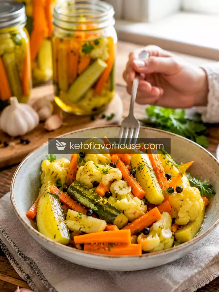 Healthy Anti-Inflammatory Pickled Vegetables with Turmeric & Garlic