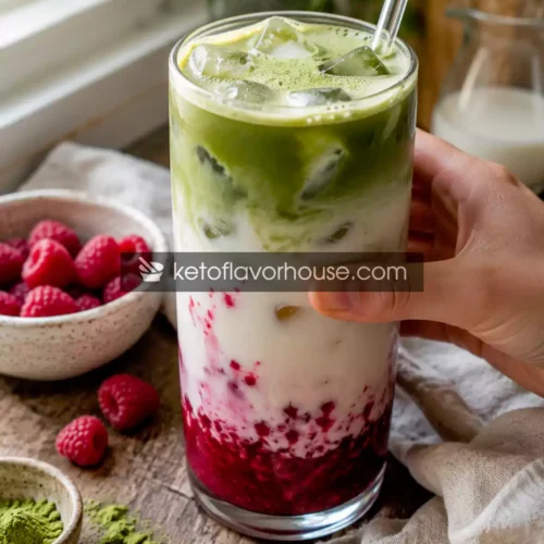 High-Protein Raspberry Matcha Iced Latte