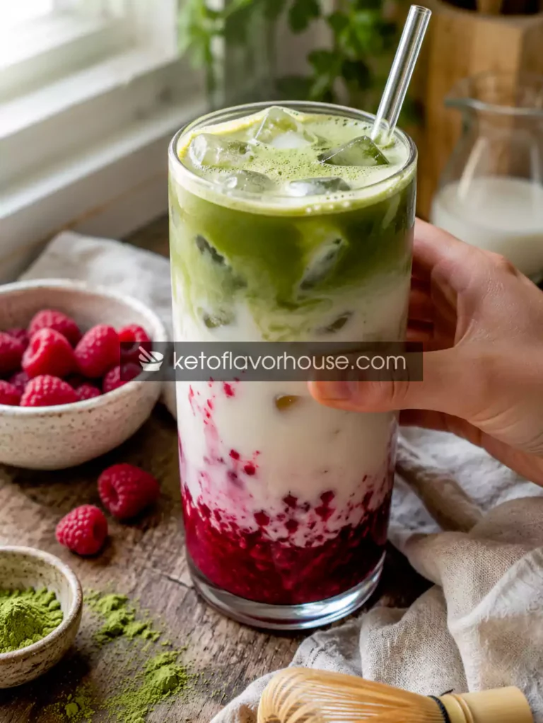 High-Protein Raspberry Matcha Iced Latte
