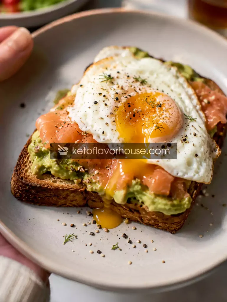 High-Protein Smoked Salmon Avocado Toast with Fried Egg
