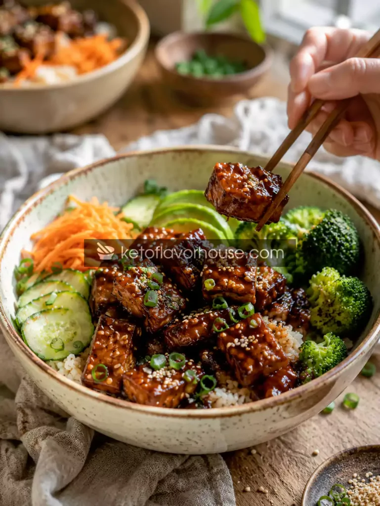 High-Protein Sticky Sesame Glazed Tempeh Bowls