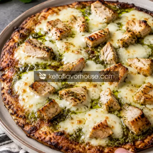Keto Chicken Pesto Pizza