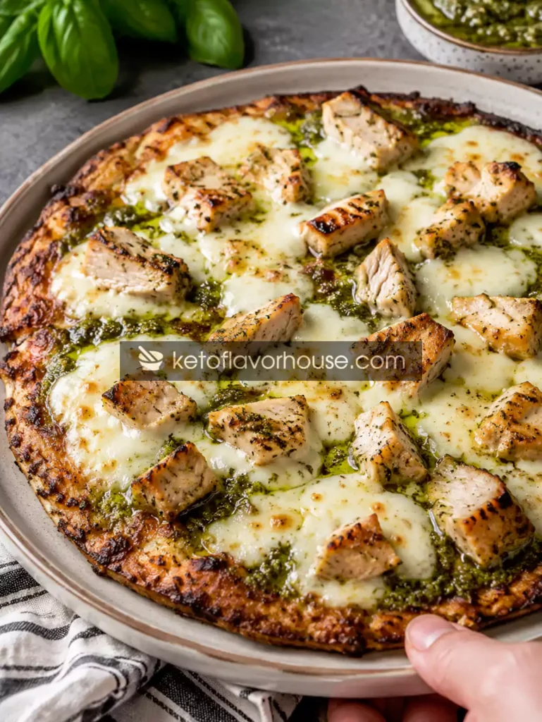 Keto Chicken Pesto Pizza