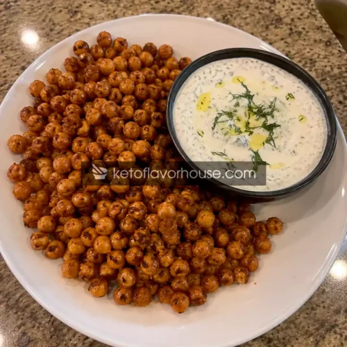 20g Protein Crispy Roasted Chickpeas with Greek Yogurt Dip