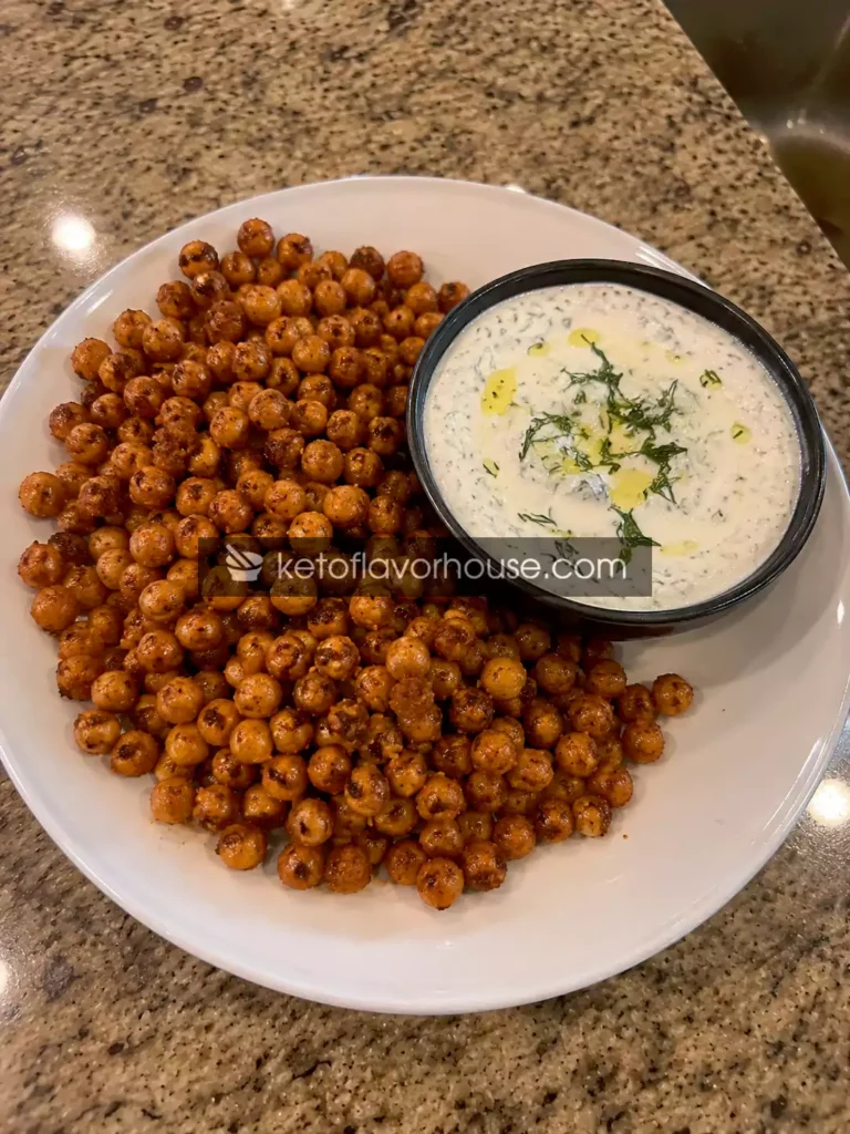 20g Protein Crispy Roasted Chickpeas with Greek Yogurt Dip