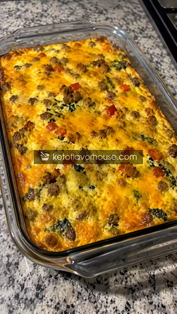 30g Protein Breakfast Casserole with Turkey Sausage and Cottage Cheese