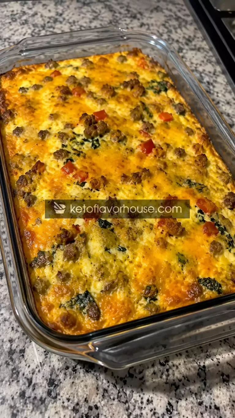 30g Protein Breakfast Casserole with Turkey Sausage and Cottage Cheese