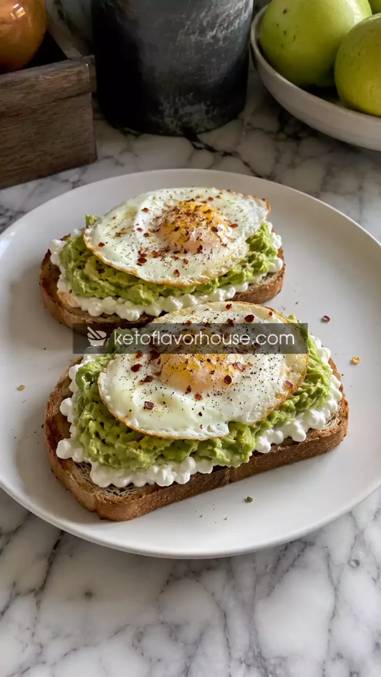 31g Protein Cottage Cheese Avocado Toast with Eggs