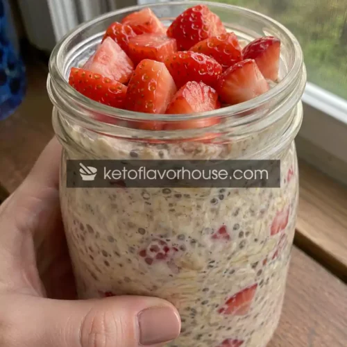 31g Protein Strawberry Cottage Cheese Overnight Oats