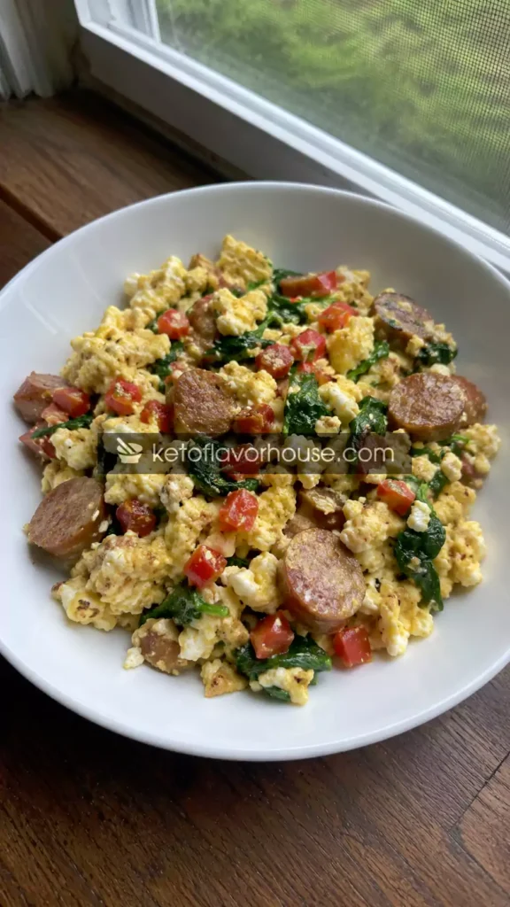 36g Protein Cottage Cheese Turkey Sausage Scramble