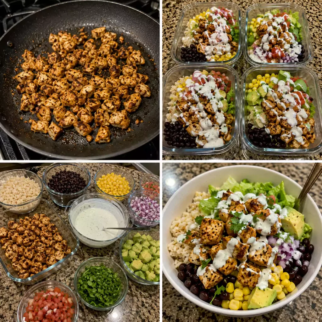 High Protein Chicken Burrito Bowls for Lunch