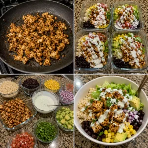 High Protein Chicken Burrito Bowls for Lunch