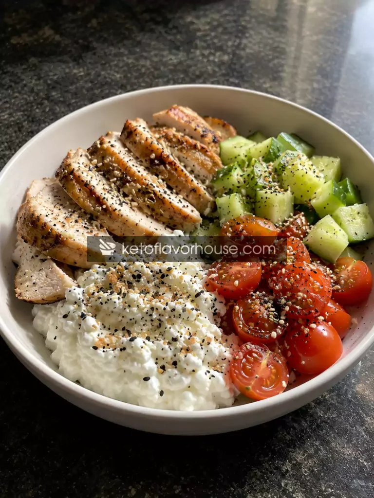 34g Protein Everything Bagel Chicken Cottage Cheese Bowl