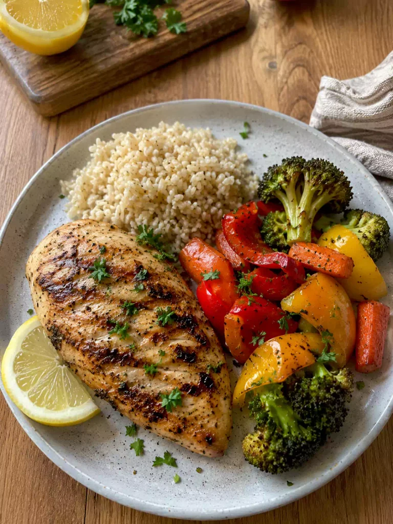 Lemon Herb Chicken with Roasted Potatoes and Vegetables