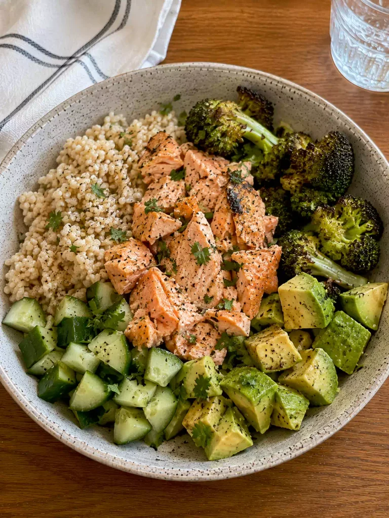 Salmon Rice Bowl with Cucumber
