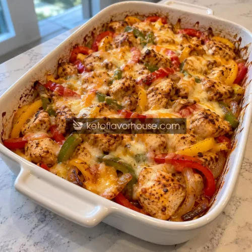 45g Protein Cheesy Baked Fajita Chicken