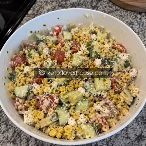Creamy Mediterranean Street Corn Cucumber Salad