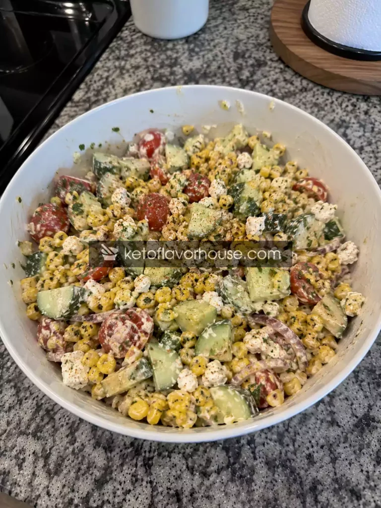 Creamy Mediterranean Street Corn Cucumber Salad