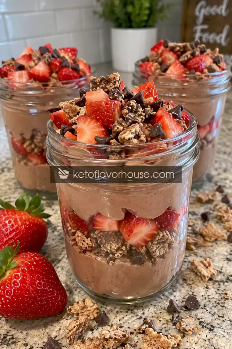 High-Protein Chocolate Strawberry Crunch Jars