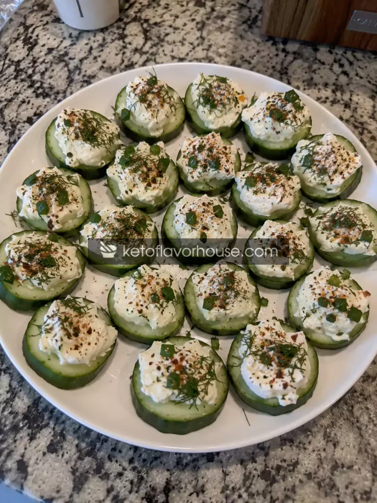 Keto Cucumber Slices with Cream Cheese