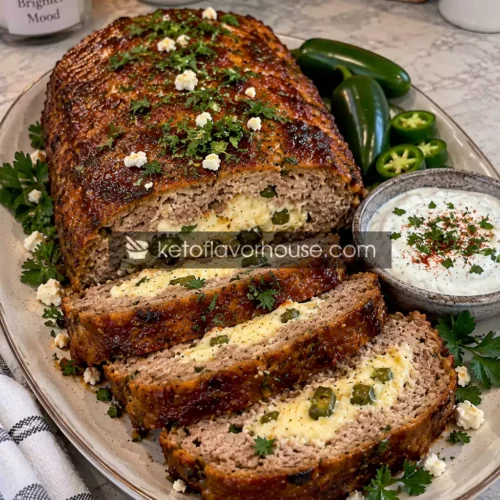 Keto High-Protein Mediterranean Smoky Jalapeño Popper Meatloaf