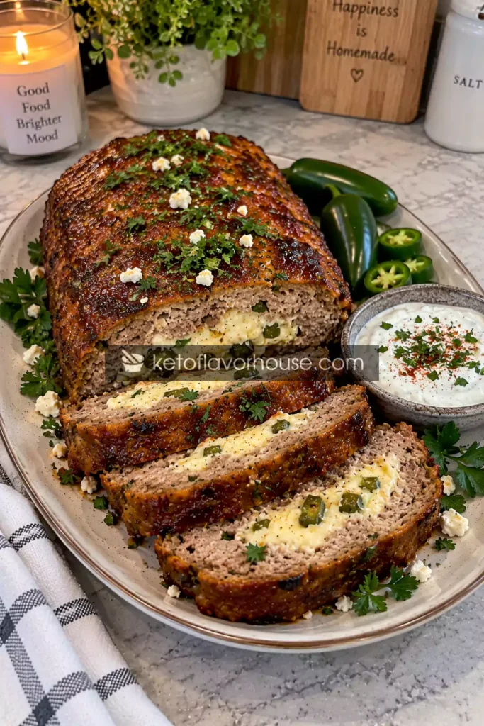Keto High-Protein Mediterranean Smoky Jalapeño Popper Meatloaf