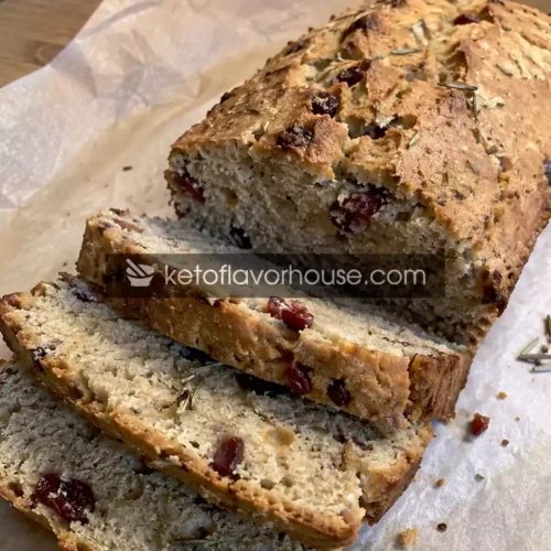 Keto No-Knead Rosemary Cranberry Bread
