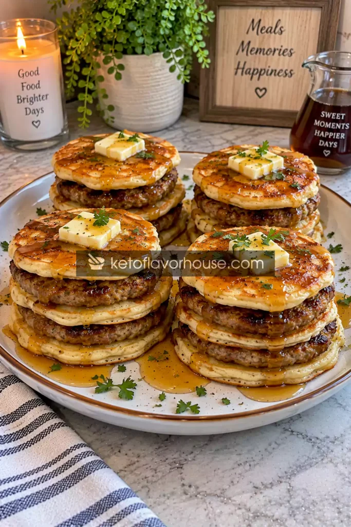 Keto Sausage Pancake Stacks
