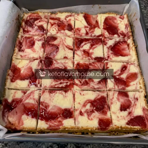 Keto Strawberry Cheesecake bars