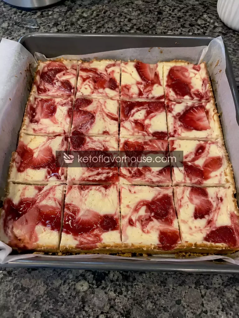 Keto Strawberry Cheesecake bars