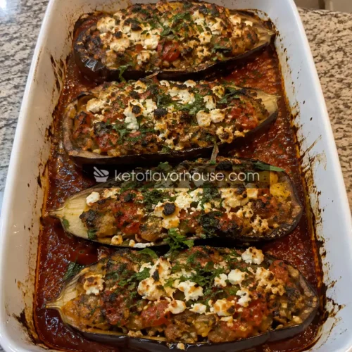 Mediterranean Calabrian Stuffed Eggplant with Feta