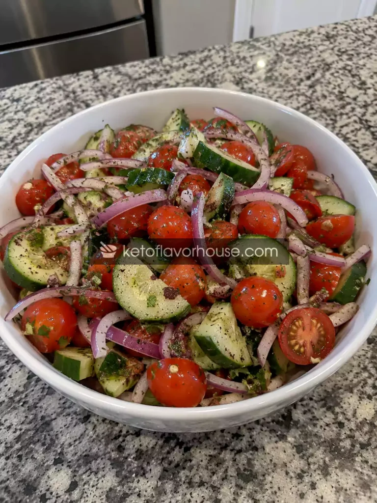 Mediterranean Pickled Cherry Tomato, Red Onion & Cucumber Salad