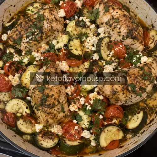 One-Pan Mediterranean Chicken and Zucchini Bake with Feta