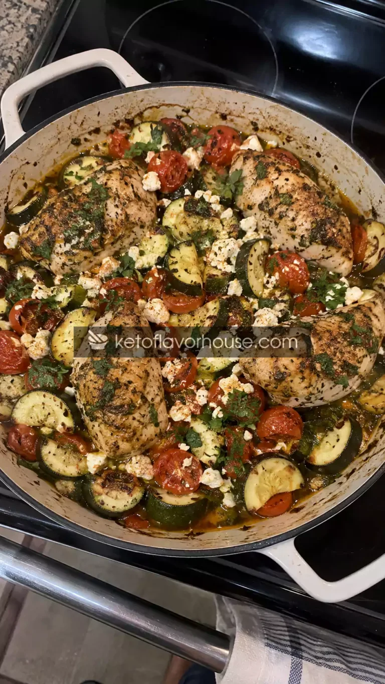 One-Pan Mediterranean Chicken and Zucchini Bake with Feta