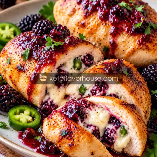 43g Protein Melty Blackberry Jalapeño Stuffed Chicken