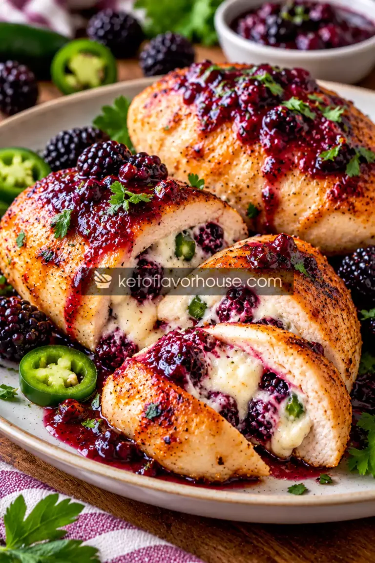 43g Protein Melty Blackberry Jalapeño Stuffed Chicken