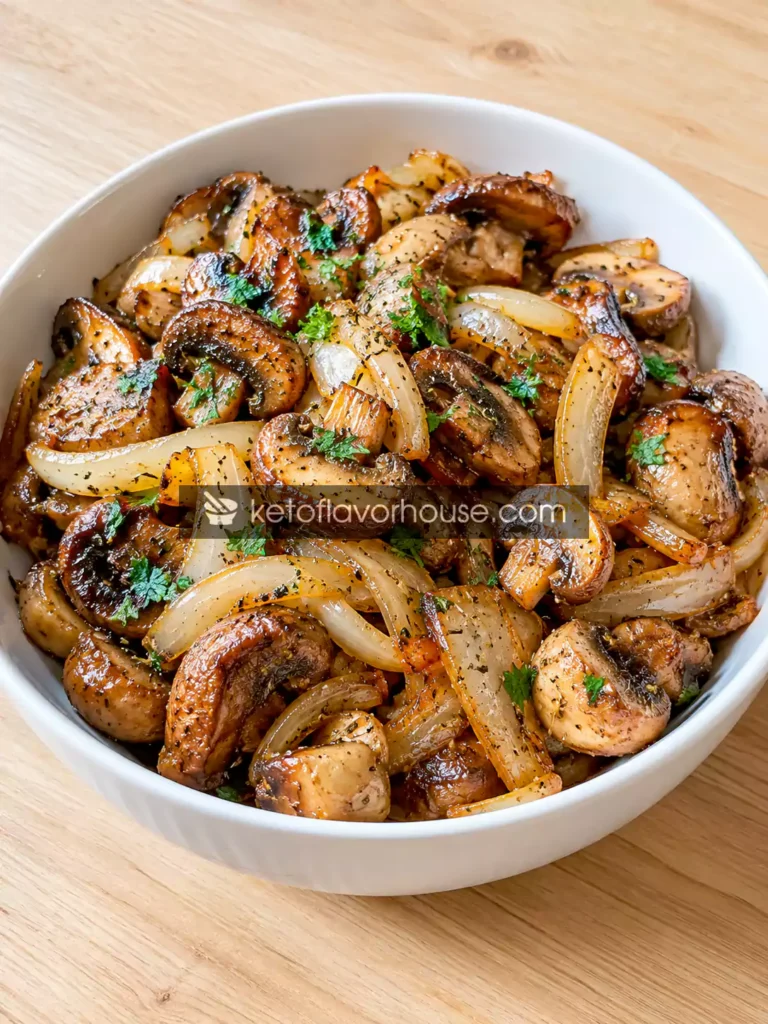 Easy Air Fryer Mushrooms and Onions